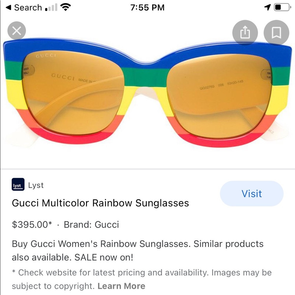 Gucci Multicolor Rainbow Sunglasses